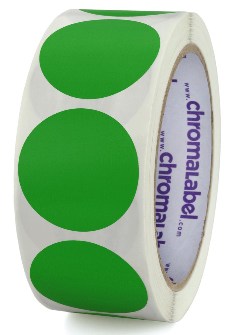 ChromaLabel 1.50 Inch Round Label Removable Color Code Dot Stickers, Inventory Labels, 500 Labels per Roll, Green - Image 1